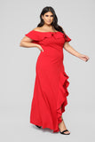 Chasin' Love Ruffle Dress - Red