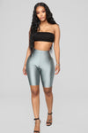 Curves For Days Biker Shorts - Silver