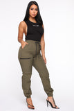 On The Low High Rise Joggers - Olive