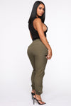 On The Low High Rise Joggers - Olive