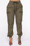 On The Low High Rise Joggers - Olive