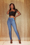 Classic High Waist Skinny Jeans - Medium Blue Wash