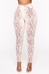 Shed Your Skin Snake Print Leggings - Pink
