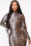 Crazy About You Midi Dress - Brown Combo