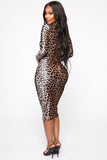 Crazy About You Midi Dress - Brown Combo