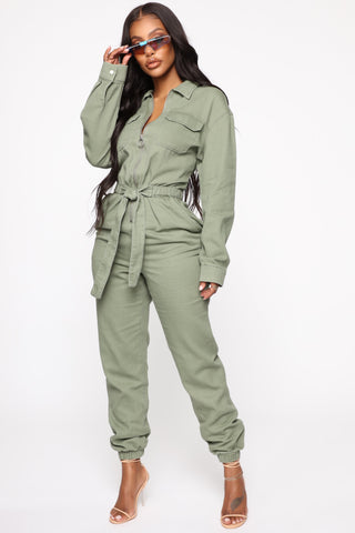 On Duty Jumpsuit - Olive