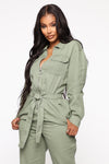 On Duty Jumpsuit - Olive