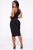 Midnight Escape Bandage Midi Dress - Black