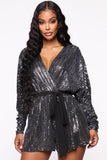 Catch A Glimmer Metallic Romper - Silver