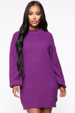 Feeling Salty Sweater Mini Dress - Purple