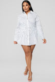 Well Suited Striped Shirt Dress - White