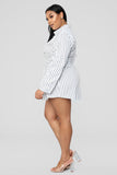 Well Suited Striped Shirt Dress - White