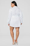 Well Suited Striped Shirt Dress - White