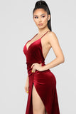 Angelique Velvet Maxi Dress - Dark Burgundy