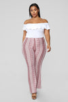 Holly High Rise Printed Pants - Red/White