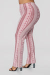 Holly High Rise Printed Pants - Red/White