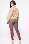 Curves Ahead High Rise Legging - Burgundy