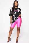 Nova Bae-sic Biker Short In Glossy Fabric - Neon Pink