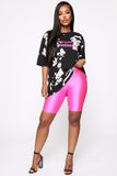 Nova Bae-sic Biker Short In Glossy Fabric - Neon Pink