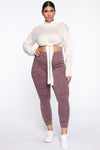 Curves Ahead High Rise Legging - Burgundy