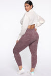 Curves Ahead High Rise Legging - Burgundy