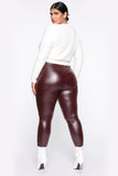 Teyana Leather-Like Leggings - Burgundy