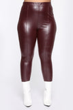 Teyana Leather-Like Leggings - Burgundy