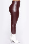 Teyana Leather-Like Leggings - Burgundy