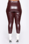 Teyana Leather-Like Leggings - Burgundy