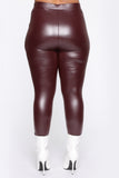 Teyana Leather-Like Leggings - Burgundy
