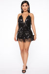 Sparks Fly Sequin Romper - Black