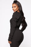 Mila Puff Sleeve Jumpsuit - Black