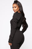 Mila Puff Sleeve Jumpsuit - Black
