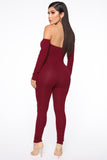 Soothe Off Shoulder Jumpsuit - Burgundy