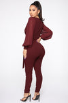 All About Me Balloon Sleeve Jumpsuit - Burgundy