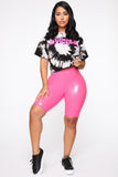 She A Milf Vinyl Biker Shorts - Pink