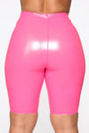 She A Milf Vinyl Biker Shorts - Pink