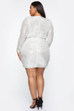Center Stage Sequin Mini Dress - White/Silver