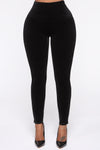 Melt My Heart Velvet Tummy Tuck Leggings - Black