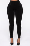 Melt My Heart Velvet Tummy Tuck Leggings - Black