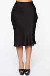 Runway All Day Satin Midi Skirt - Black