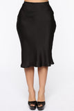 Runway All Day Satin Midi Skirt - Black