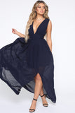 Fill My Heart Deep V Maxi Dress - Navy