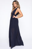 Fill My Heart Deep V Maxi Dress - Navy