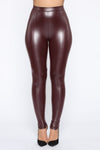 Teyana Leather-Like Leggings - Burgundy
