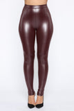 Teyana Leather-Like Leggings - Burgundy