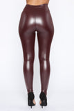 Teyana Leather-Like Leggings - Burgundy