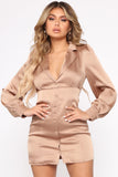 Branch Out Satin Mini Dress - Taupe