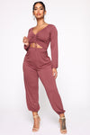Easy Breeze Long Sleeve Jumpsuit - Mauve