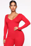 Señorita Ruffle Jumpsuit - Red